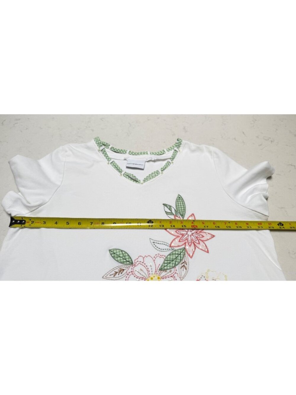 Alfred Dunner White Floral Embroidered Top – Short Sleeve, XL - Picture 5 of 6